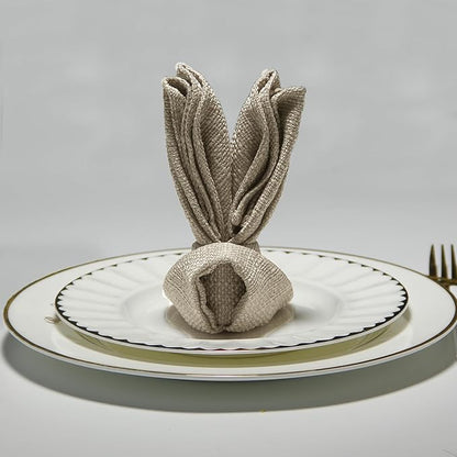 BALCONY & FALCON Cloth Napkins Set of 6 Washable Linen Napkins Absorbent Wrinkle-Free Fabric Napkins Bulk for Dinner Wedding Party Easter Thanksgiving Christmas Banquet (Beige 17.7"x17.7")