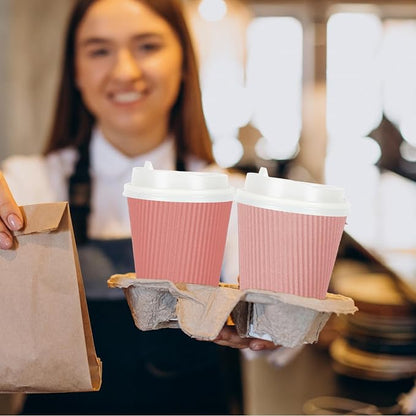 Whaline 100 Pcs Valentine's Day Pink Disposable Coffee Cups - Image 6