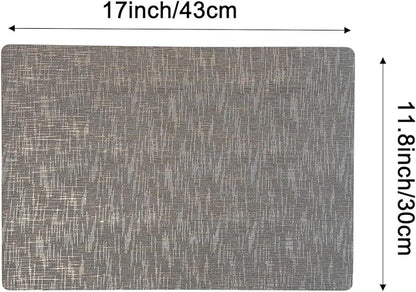 Set of 4 Faux Leather Placemats, Dual‑Sided Non‑Slip Vinyl Placemats, Washable Table Mats, Wipeable Metallic Dining Mats for Kitchen and Dining