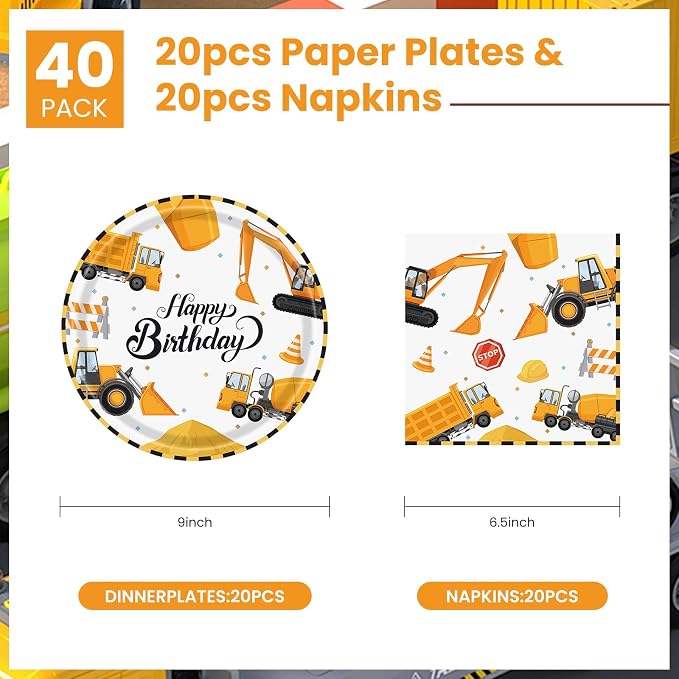 Construction Plates and Napkins Party Supplies - Image 2