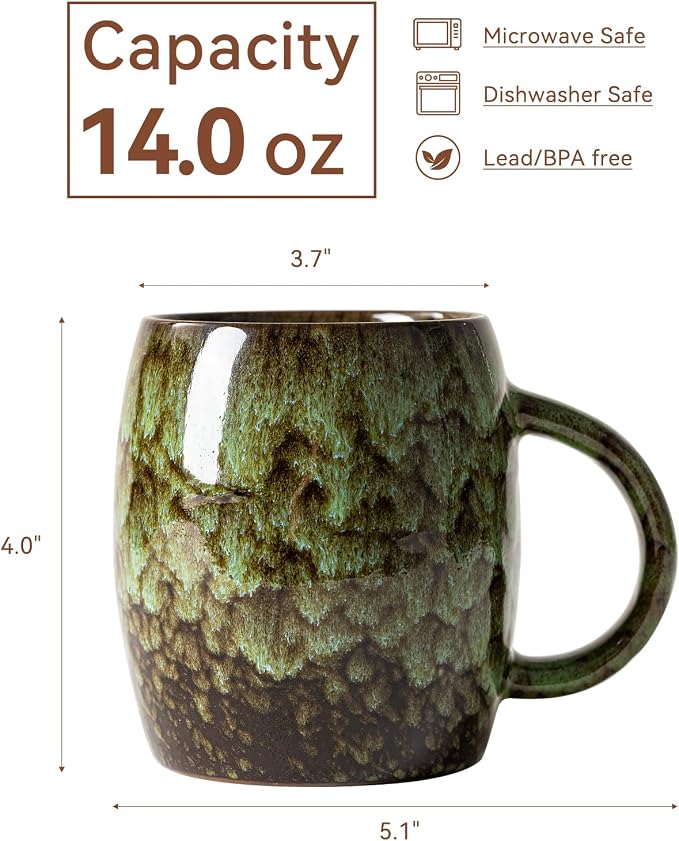 Unique Reactive Glaze Ceramic Coffee Mug - 14 oz Large Coffee Cup - Image 9
