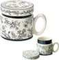 12.9oz Ceramic Coffee Mug with Lid, Flower Patterned Porcelain Mug, Ceramic Tea by HIKIWIN