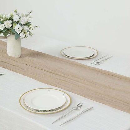 Efavormart 10ft Beige Cheesecloth Table Runner - Image 3