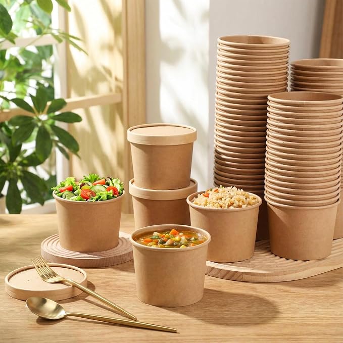 Fulmoon 100 Pack Paper Soup Containers - Image 7