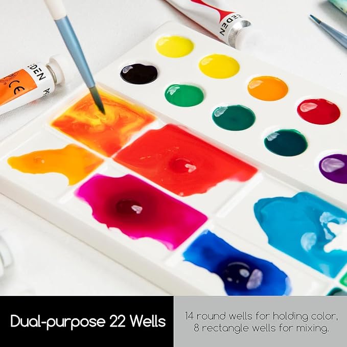 MEEDEN 22-Well Ceramic Watercolor Palette, Rectangle Porcelain Artist Paint - Image 4