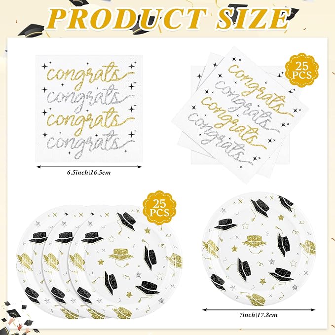 NatNarr Graduation Plates And Napkins, Class Of 2026, 25 6.5 In Napkins - Image 2
