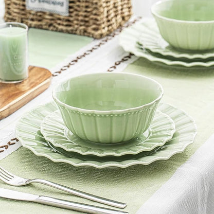 HOMBENE Green Porcelain Fruit Bowls, 4.7 Inch Serving Bowls,Ice Cream Bowl, Kitchen Bowl Set, Microwave and Dishwasher Safe, Set of 6