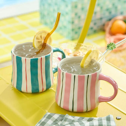 Hand-Painted Ceramic Coffee Mugs Set of 4 – 16oz Large Capacity Artistic Tea - Image 8