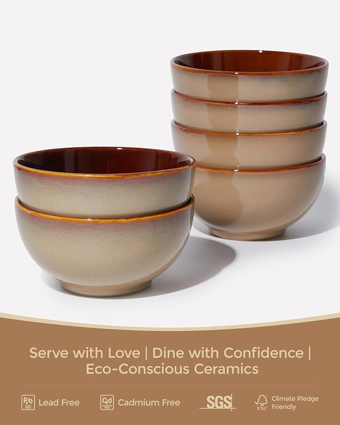 5.5" Cereal Bowls & Dessert Bowls Set of 6-22 Oz Small Bowls - Image 4