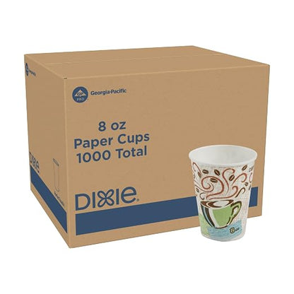 Dixie PerfecTouch 8 oz Paper Coffee Cups By GP PRO, Coffee Haze Design by Georgia-Pacific