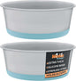 Master Pet Supply Stainless Steel Dog Bowls Set of 2 with Extra Thick Silicone Base - 8 Cup (64 oz) Aqua Sky, Non-Slip, Dishwasher Safe Metal Bowls, Pet Dog Food Bowl for Dogs, Cats, Anti Rust