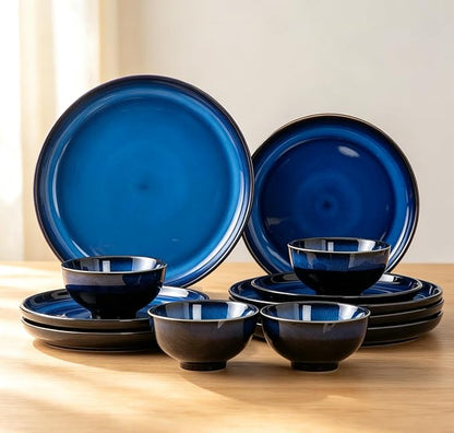 4-piece set, natural active glaze plate and bowl set, microwave and dishwasher by Unknown