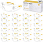 Clear Safety Glasses 24PK, Protective Eyewear Polycarbonate Lens with Rubber Temples ANSI Z87.1 Anti-Scratch Impact Resistant Eye Protection for Man Woman Clear Lens/Yellow Frame
