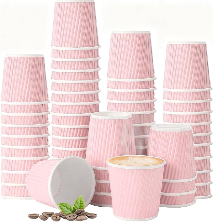 TINSKY 200 Pcs 4oz Paper Espresso Cups Ripple Wall Hot Cups by TINSKY