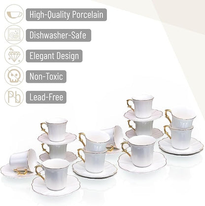 BTaT- Porcelain Espresso Cups Set, 3 oz, 12 Set, Small Coffee Mugs | Elegant - Image 6