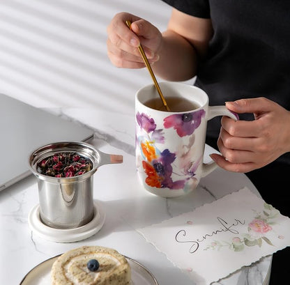 AmorArc Tea Cup With Infuser and Lid, 18oz Loose Leaf Tea Mug With Steeper | - Image 6