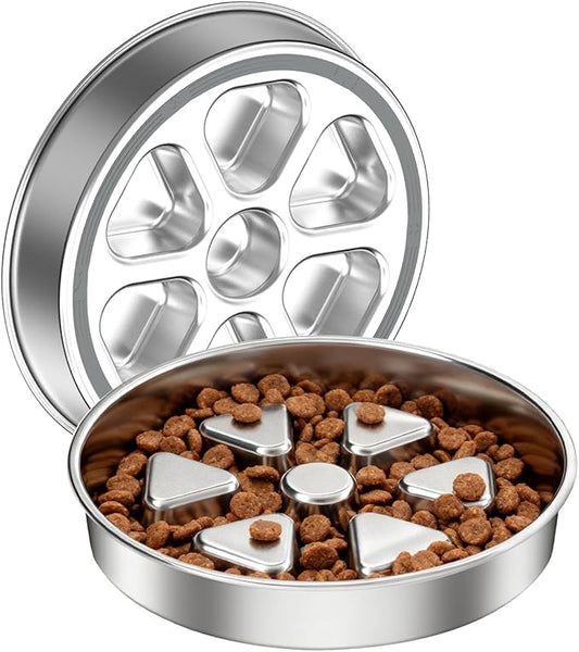 Kactoily Stainless Steel Slow Feeder Dog Bowl, 3 Cup Heavy Duty Slow Eating Bowl, Deep Maze & Non-Slip Base for Large & Medium Dogs, Dishwasher Safe