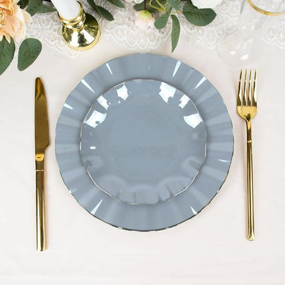Efavormart 10 Pack | Dusty Blue 6" Round Plastic Dessert Salad Plates, - Image 8