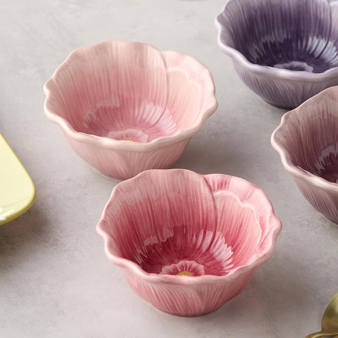Wildflowers 3‑D Ceramic ICE CREAM/DESSERT BPWLS, sculpted floral bowls - Image 7