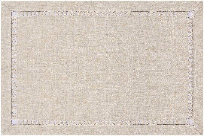 Grelucgo Handmade Hemstitched Polyester Rectangle Table Placemats - Image 4