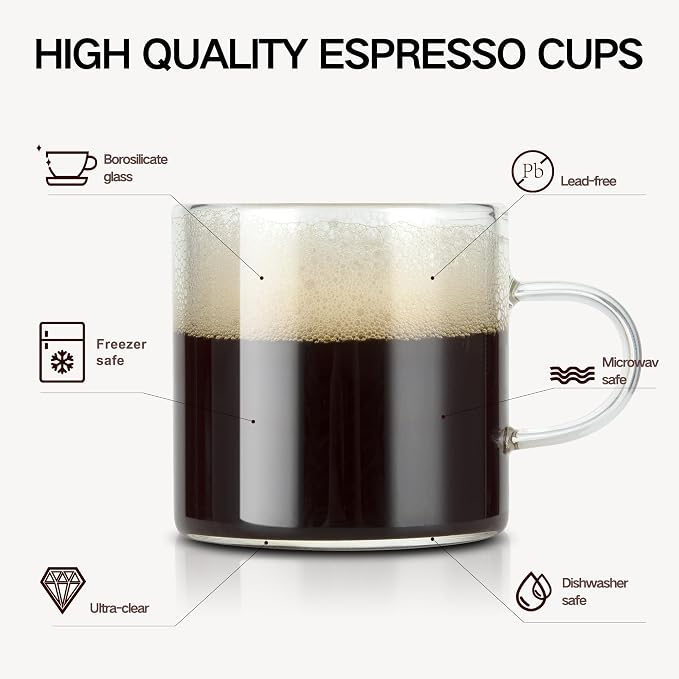 YMMIND 6-Pack 4oz Espresso Cups Espresso Shot Glasses - Image 2