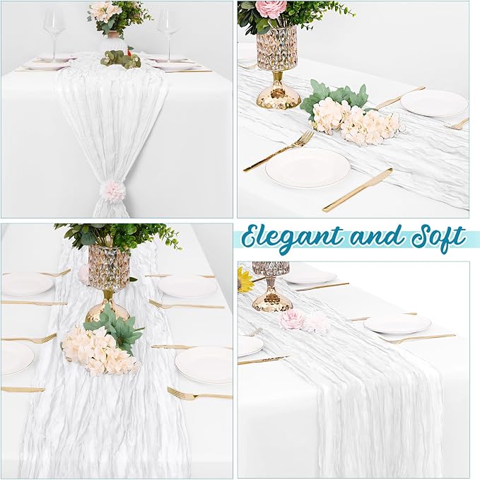 8 Pack White Cheesecloth Table Runners 20x120 Inch Gauze Table Runner Cheese - Image 4