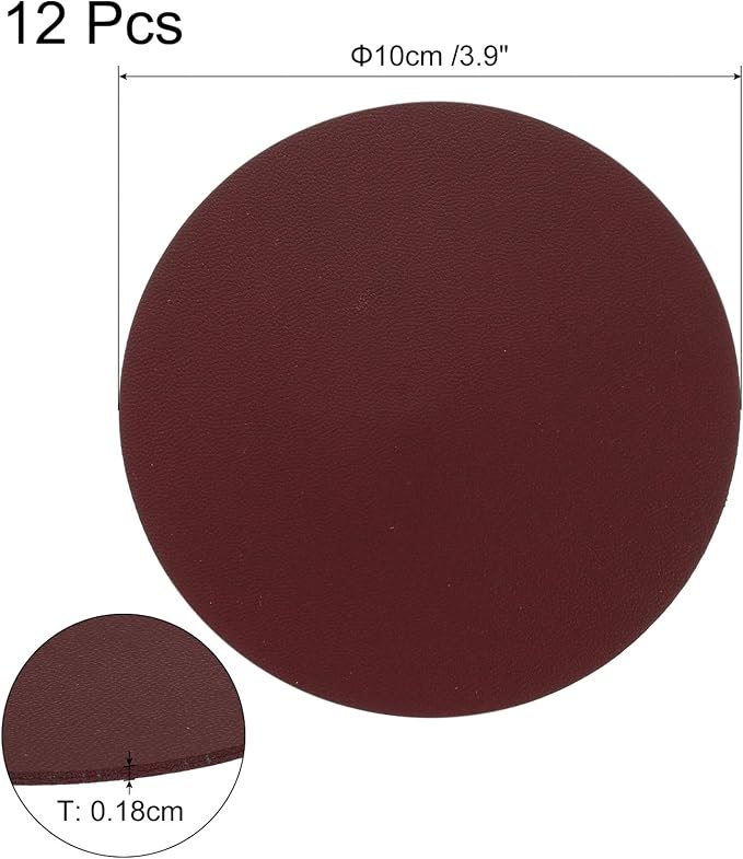 uxcell Round Faux Leather Coasters 4 Inch, Drink Coasters Suit - Image 2