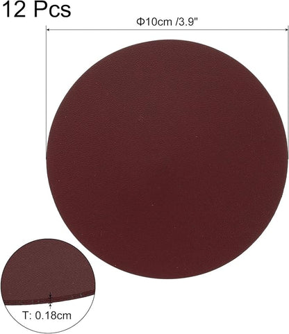 uxcell Round Faux Leather Coasters 4 Inch, Drink Coasters Suit - Image 2