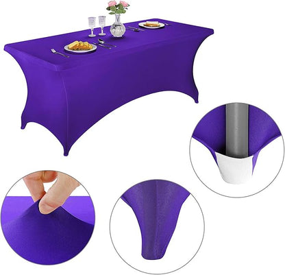 LZY Spandex Fitted Stretch Table Cover for 6 ft or 4ft or 8ft Folding Table, Rectangular Cocktail Tablecloth, Perfect for Party or Banquet