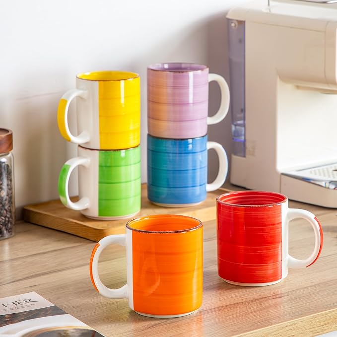 vancasso Bonita Ceramic Coffee Mug Set of 6, 16 Oz Coffee Cups - Image 6