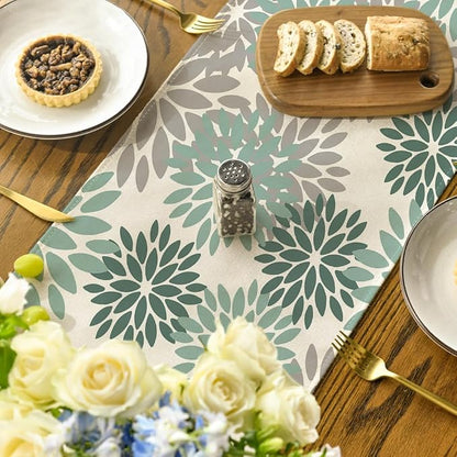 Artoid Mode Light Green Dahlia Floral Pinnata Spring Table Runner, Seasonal - Image 4