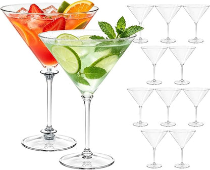 Plastic Martini Glasses Set of 12, 9 oz Clear Cocktail Cups | Unbreakable by Unknown