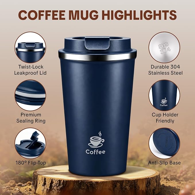 17oz Travel Coffee Mug, Leakproof Vacuum Coffee Cup Insulated Tumbler | 304 - Image 5