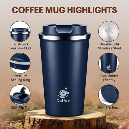 17oz Travel Coffee Mug, Leakproof Vacuum Coffee Cup Insulated Tumbler | 304 - Image 5