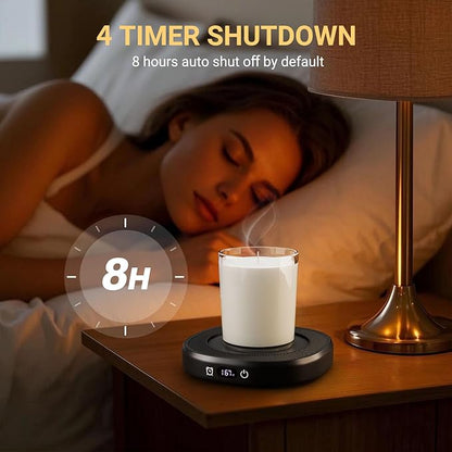 Coffee Mug Warmer & Simple Pure Black Mug Set, Electric Cup Warmer with Auto Shut Off, 4 Temperature Setting Smart Beverage Warmer, 8-Hours Auto Shut Off (Simple Pure Black Mug)