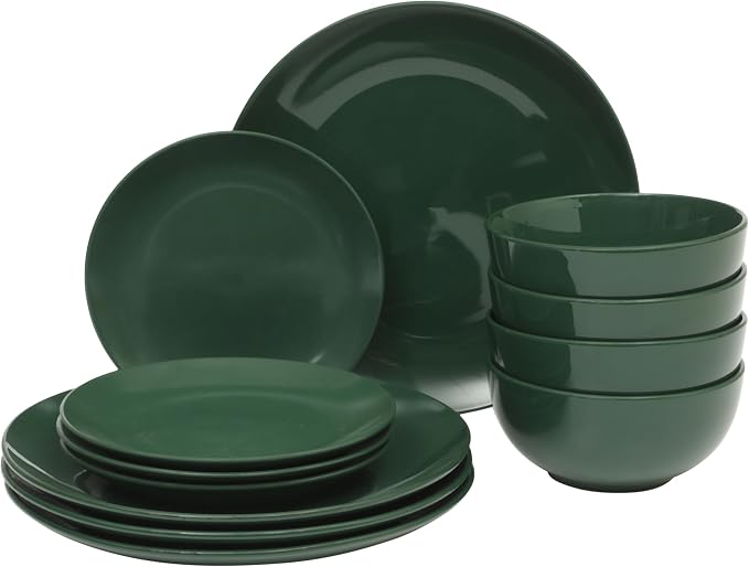 Gibson Home Simple Essential 12 Piece Plates and Bowls Porcelain Solid Color by GibsonHomewares