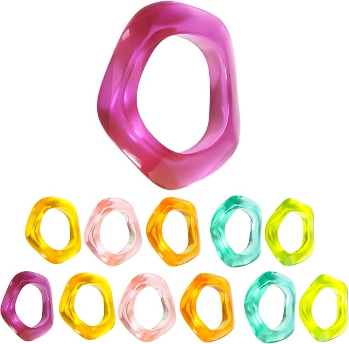 ALPHA Living HOME Set of 12 Epoxy Resin Napkin Rings by ALPHALivingHOME