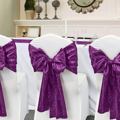 Purple Satin Table Runner 12 x 108 Inch, 6 Pack | Bright Smooth Damask - Image 5