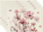 Artoid Mode Pink Florals Poppy Spring Placemats Set of 4, 12x18 Inch Seasonal Summer Holiday Table Mats for Party Kitchen Dining Decoration