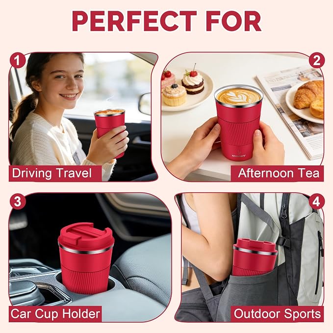 MOMSIV 12oz Travel Coffee Mug, Insulated Coffee Cup - Image 7