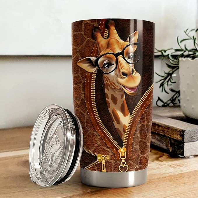 SANDJEST Giraffe Tumbler 20oz Stainless Steel Insulated Coffee Travel Mug Cup - Image 2