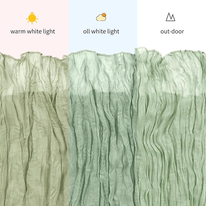 6 Pack Sage Green Cheesecloth Table Runner, 17 x 108 inch, Semi Sheer Boho - Image 7