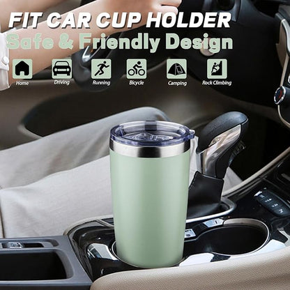 20 oz Tumbler with Lids and Straws, Stainless Steel Insulated Coffee Tumbler - Image 6