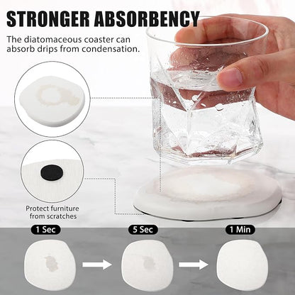 Diatomaceous Earth Coaster ，Set of 6，Unique White Absorbent Coasters - Image 3