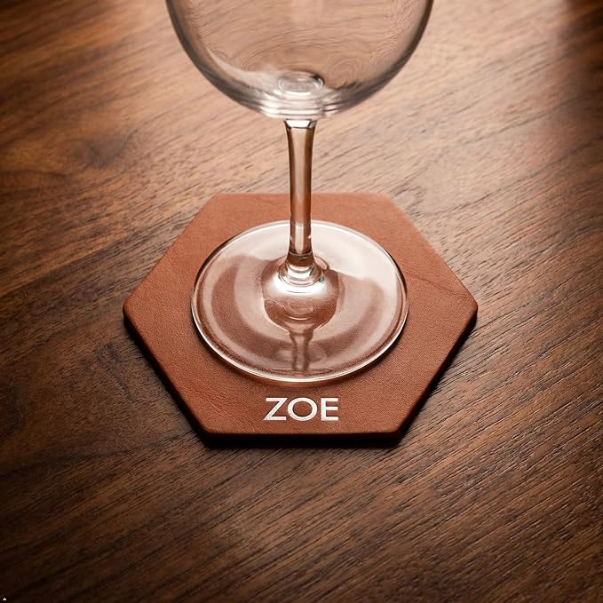 Northwind Personalized Full Grain Leather Coasters Set of 4 | Made in USA - Image 6