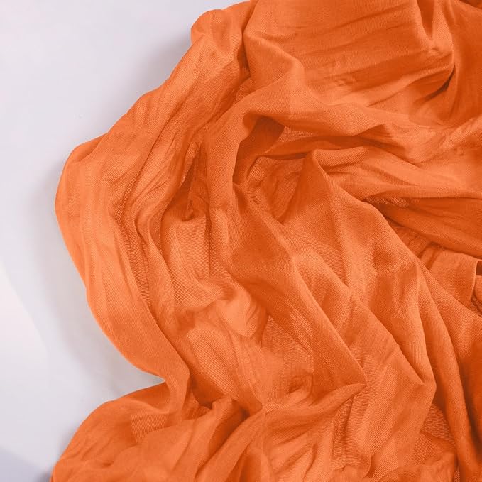DeZerlor Orange Cheesecloth Table Runners 6 Pack Summer Boho Runners | - Image 3