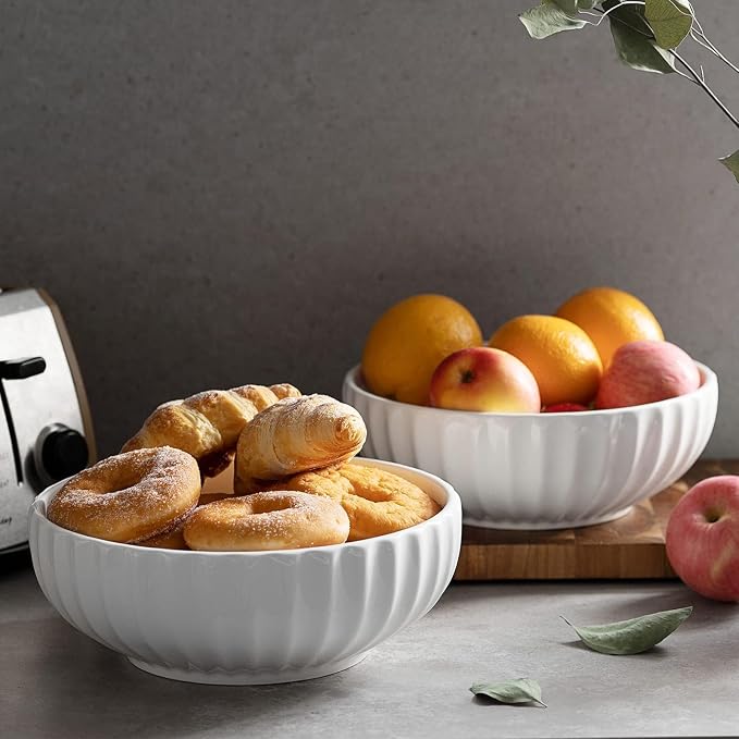 DOWAN 9.8'' Serving Bowls, 86 oz Large Salad Bowl, Ceramic Serving Dishes - Image 4