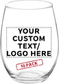 DISCOUNT PROMOS 10 ARC Stemless Wine Glasses Set, 21 oz. - Customizable Text, Logo - Chardonnay, Cabernet, Merlot, Sauvignon - Clear