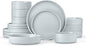 Herogo Stoneware Dinnerware Set with Salad Bowls, Kitchen Dinner Dish Set for 4, 16 Piece Plates and Cereal Pasta Bowls, Chip & Scratch Resistant Dishware, Speckled Light Gray