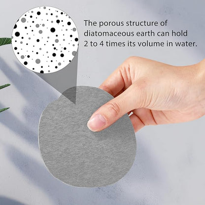 Diatomaceous Earth Coasters Set of 4，Cool Absorbent Quick-Dry Drink Coasters for Desks, Cute Modern Stone Design with Stylish White Aesthetic (4, Light Grey)